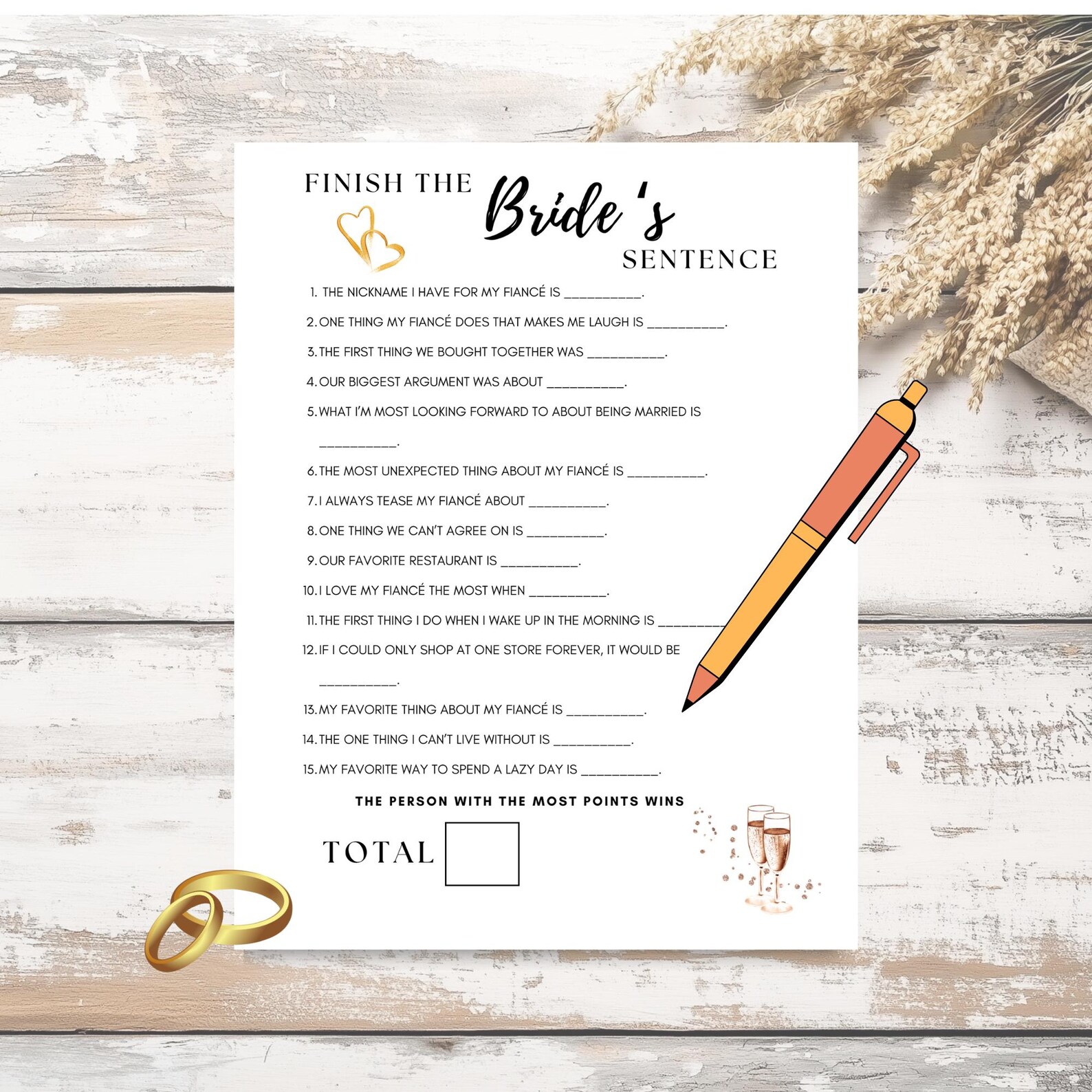 Finish the Bride's Sentence Printable, Finish the Bride's Phrase Game ...
