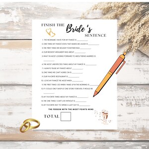 Finish the Bride's Sentence Printable, Finish the Bride's Phrase Game ...