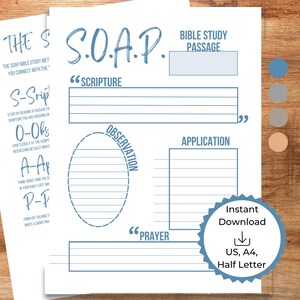 Plantilla imprimible de diario de estudio bíblico SOAP (descarga digital)