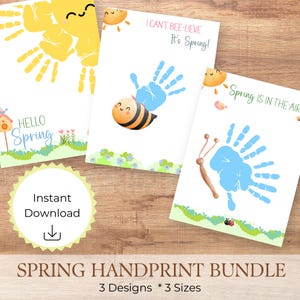 3 Spring Handprint Craft Printables, Spring Handprint Art for Preschoolers, Toddlers, Kindergartners, Spring Crafts for Kids