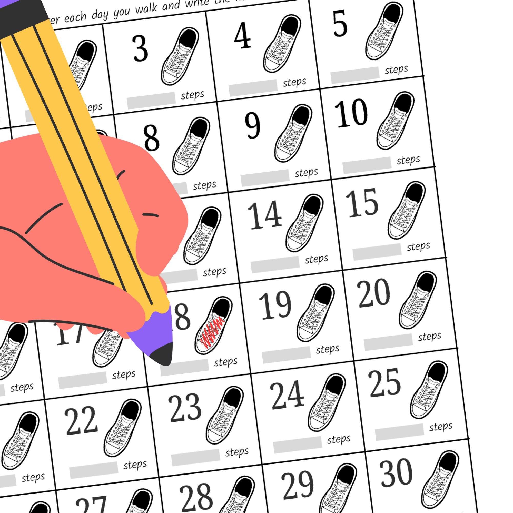 30 Day Step Tracker Monthly Challenge Printable, Walking Challenge ...