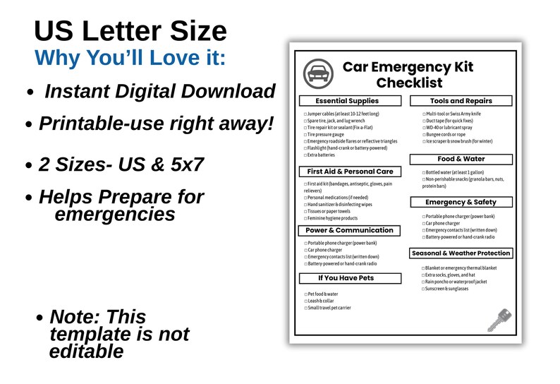 teen driver emergency kit checklist

car breakdown checklist

car first aid + emergency list

car survival and safety printable

emergency supplies for your car

⭐ Parent/Kid-Friendly Keywords

family road trip safety checklist

car emergency kit for kids

kid-friendly car safety list

⭐ Seasonal & Niche Keywords

winter driving safety checklist

storm season car emergency kit

severe weather car kit

road trip emergency essentials