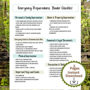 Notfallbereitschaft Binder Checkliste druckbar, Notfallbereitschaft Checkliste, Notfallbereitschaft Checkliste für Familien, Senioren