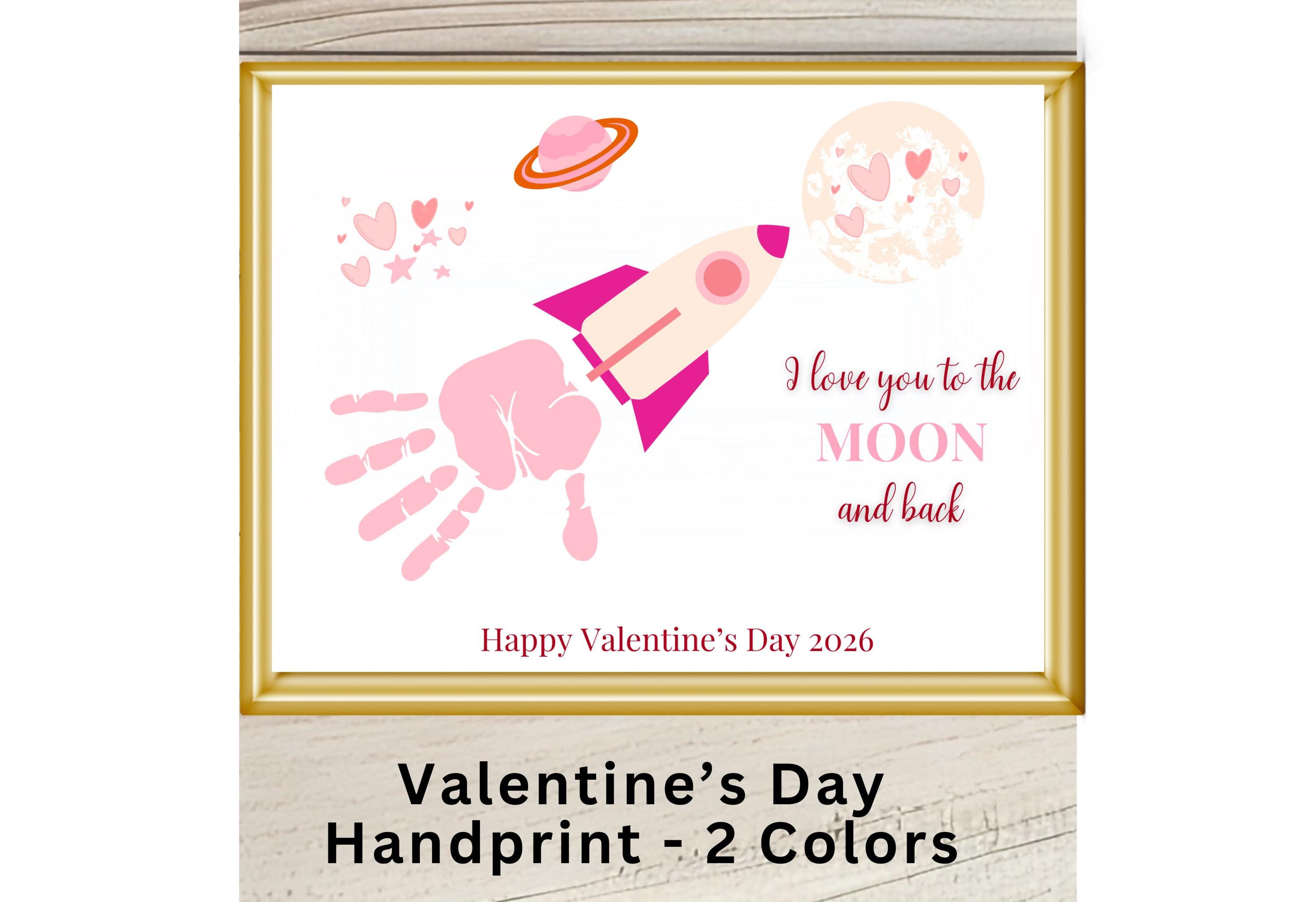 Love You to The Moon Valentine Handprint Craft Printable, Kids…
