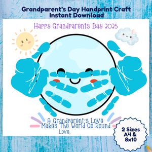Grandparents Day Handprint Craft Printable, Easy DIY Grandparents Day Gift, Grandparent&#39;s Day 2025 Handprint Keepsake, Handprint Art