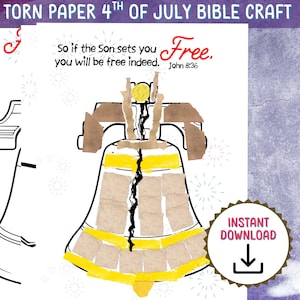 4th of July Bible Craft Printable, Easy Vacation Bible School Craft,  Sunday School Bible Lesson Activity, July 4th Craft for kids