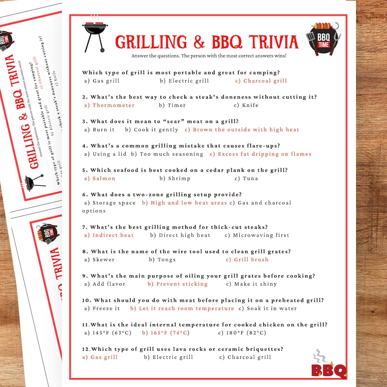 Barbecue Riddles Grilling and Barbeque Trivia Game Printable, Backyard Barbeque Games ...