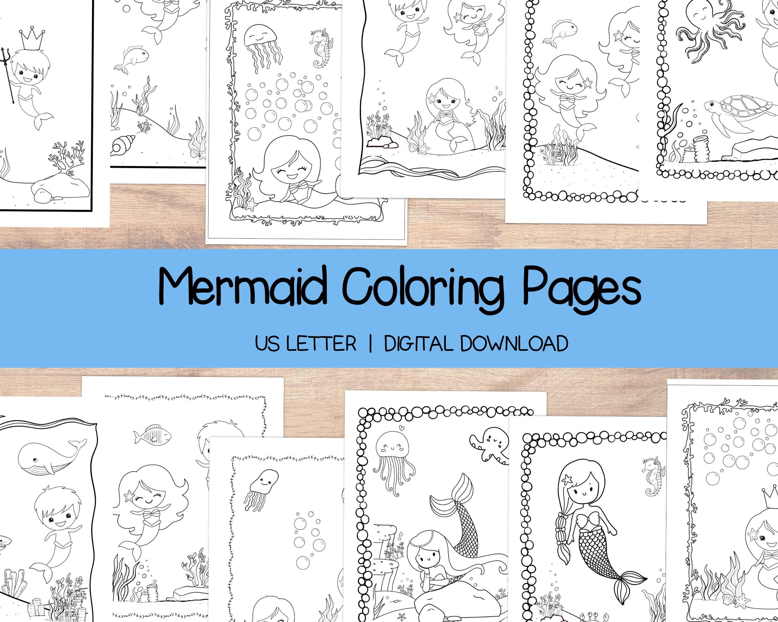 Mermaid Coloring Pages Bundle: Summer Fun for Kids (PDF) - Etsy