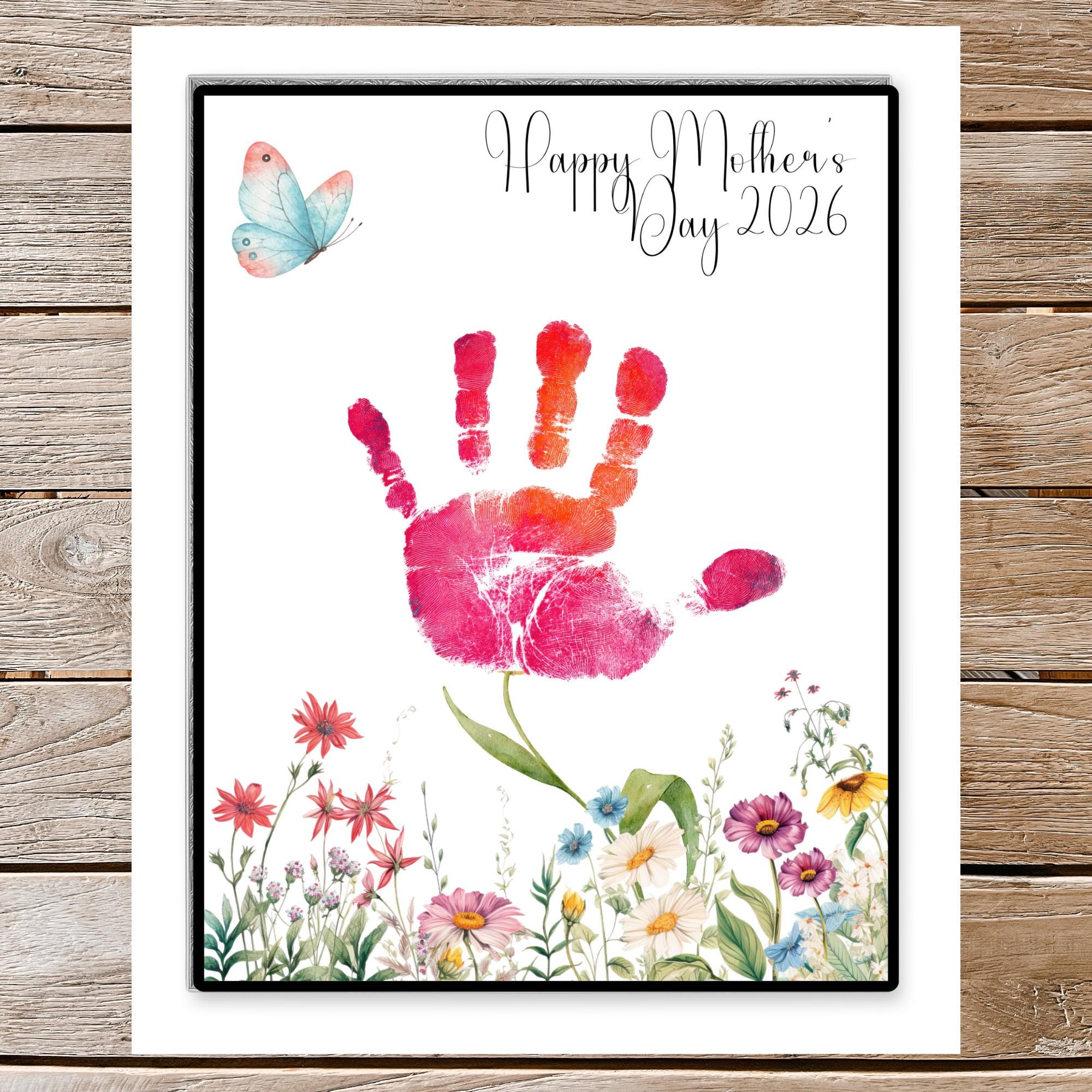Mother’s Day Handprint Flower Art Printable, Easy Kids Craft Gift for ...