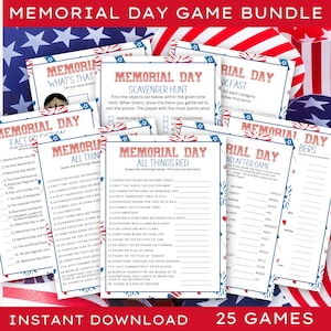 Memorial Day Game Bundle: 25 Printable Party Games (Digital Download)