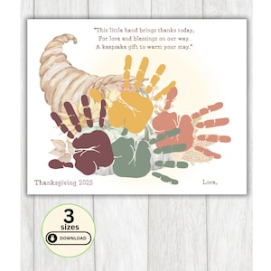 Thanksgiving Handprint Craft Printable, Fall Handprint Art for Infants, Toddlers, Preschool, Thanksgiving Handprint Keepsake, Fall Craft