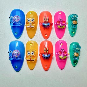Jelly • cute and simple colorful press on nails with charms • SIZE MEDIUM