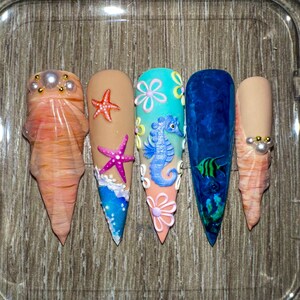 Seashell 3D Beach Press On Nails