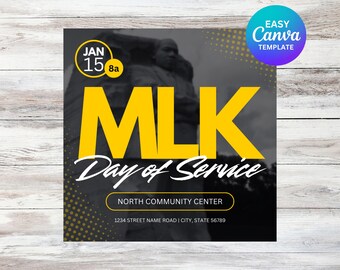 Día de Martin Luther King Día de servicio de Martin Luther King / Descarga digital / Folleto del día de MLK / Redes sociales / Folleto del fin de semana del día de MLK / Redes sociales / Canva