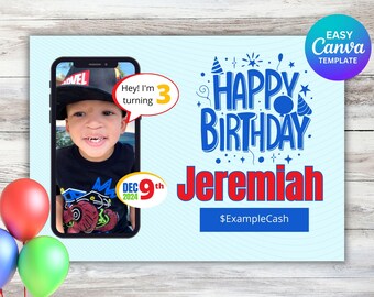 PUBLICAR o IMPRIMIR Anuncio de efectivo por cumpleaños de niños