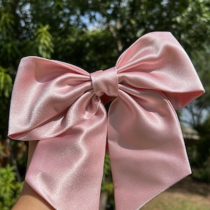 Pink Hair Bow, Satin Hair Bow, Hair Bow for Women, Hair Bow for Girls, Barrette Hair Clip, Hair Accessories, Gifts, Wedding.