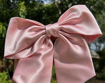 Roze haarstrik, satijnen haarstrik, haarstrik voor vrouwen, haarstrik voor meisjes, haarspeldje, haaraccessoires, cadeaus, bruiloft.