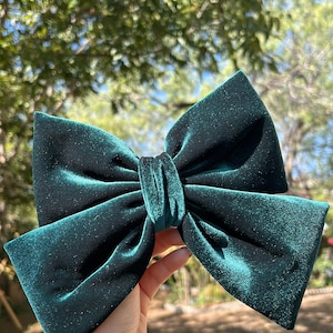 Fiocco in velluto verde, fiocco natalizio, fiocco per capelli da donna, fiocco per capelli da bambina, fermaglio per capelli, accessori per capelli, regali, matrimonio.