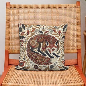 Funda de cojín de zorro nórdico, decoración del hogar con arte popular sueco, almohada cuadrada de diseño escandinavo para sofá, dormitorio, funda de cojín de zorro nórdico