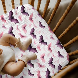 Watercolor Bats Crib Sheet: Goth Halloween Nursery Decor, Giftable