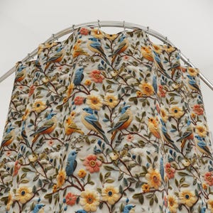 Shower Curtain, Fabric William Morris Boho Home Decor Items, Curtains, Art Deco Shower Curtain, Faux Embroidery, Vintage Style, Bird Lover