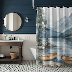 Shower Curtain, Water Resistant Fabric, Wrinkle Free Curtain, Woodland Bathroom Decor, Cabin Vibes, Artistic Shower Curtain, Scenic Curtain