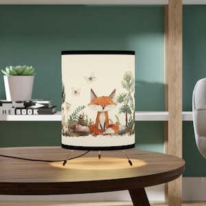 Woodland Animals table Lamp, Deer Lamp, Woodland Baby Room decor, Kids room lamp, Bedside lamp tripod, Boy nursery lamp, Fox Lamp, Bear lamp