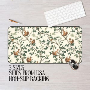 Squirrel Desk Mat: Nature-Inspired Cottagecore Workspace Decor, Giftable