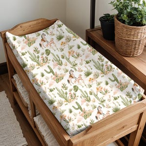 Western Baby Decor, Cactus Baby, Boho Animals Baby Nursery, Changing Pad Cover, Horses, Nursery Decor, Baby Shower Gift, Nature Decor