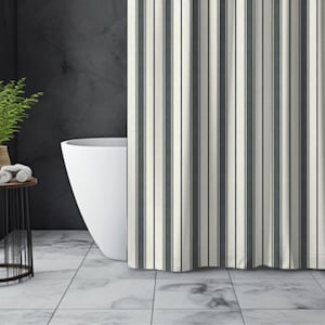 Black and White Striped Shower Curtain: Coastal Beach House Decor, Giftable