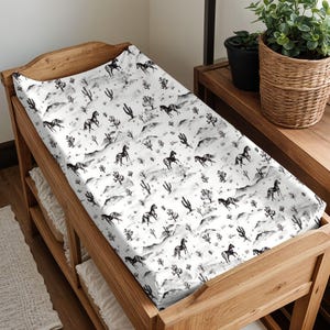 Western Baby Decor, Rustic Baby, Boho Animals Boy Nursery, Cactus Changing Pad Cover, Horses, Nursery Decor, Baby Shower Gift, Cowboy Decor