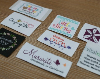 1200 Custom Artwork Taffeta Clothing Woven Labels free font styles colors never fade professional quality free design service and shipping