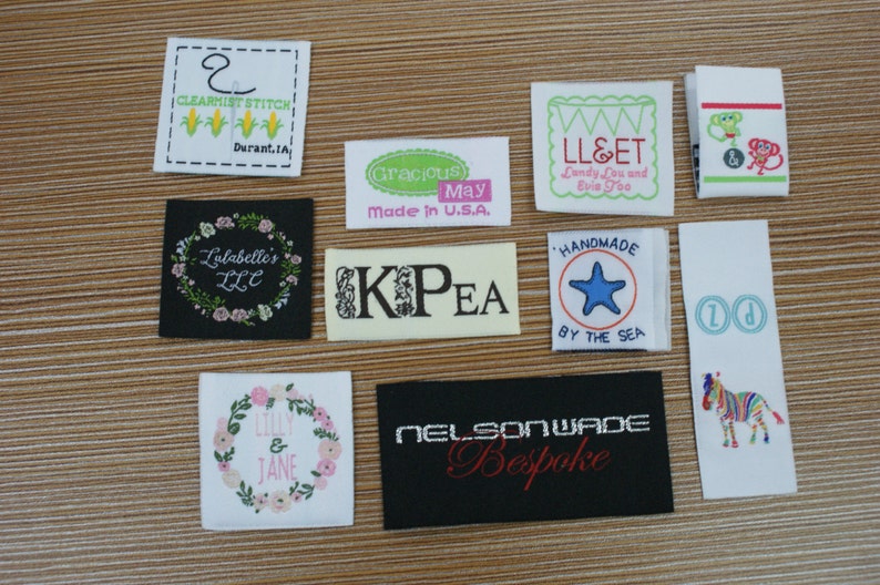 1200 Custom Artwork Taffeta Clothing Woven Labels free font styles colors never fade professional quality free design service and shipping