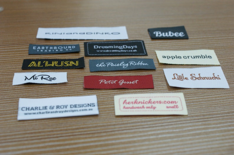1200 Custom Artwork Taffeta Clothing Woven Labels free font styles colors never fade professional quality free design service and shipping