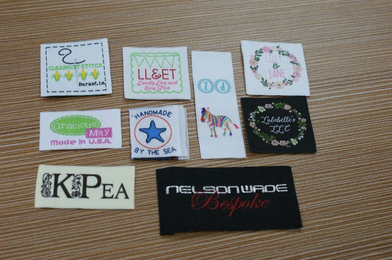 1200 Custom Artwork Taffeta Clothing Woven Labels free font styles colors never fade professional quality free design service and shipping