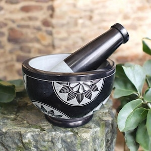 Handcrafted Soapstone Mortar and Pestle Set: Heavy-Duty Spice Grinder