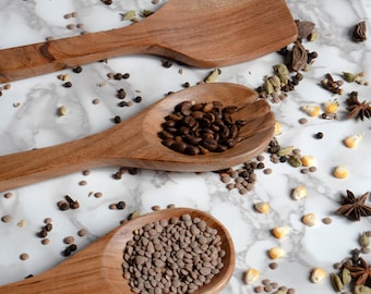 Wood Utensil Set - Food-Safe Kitchen Spoon, Spatula & Fork Set for Everyday Cooking and Serving