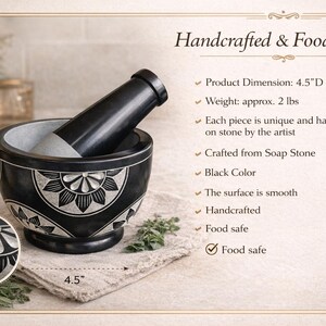 Handcrafted Soapstone Mortar and Pestle Set: Heavy-Duty Spice Grinder image 13