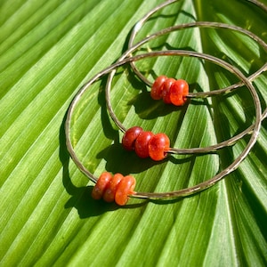 Red Burma Jade Bangle: 14k Gold Filled, Hand Hammered