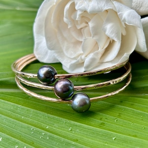 Tahitian Pearl 14k Gold Filled Bangle Bracelet
