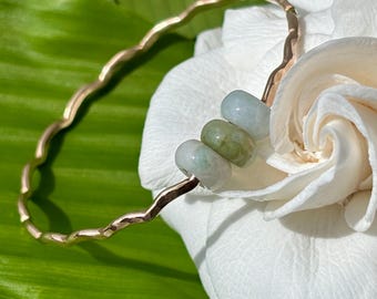 Scallop Grade A Jade 14k Gold Filled Jade Bangle