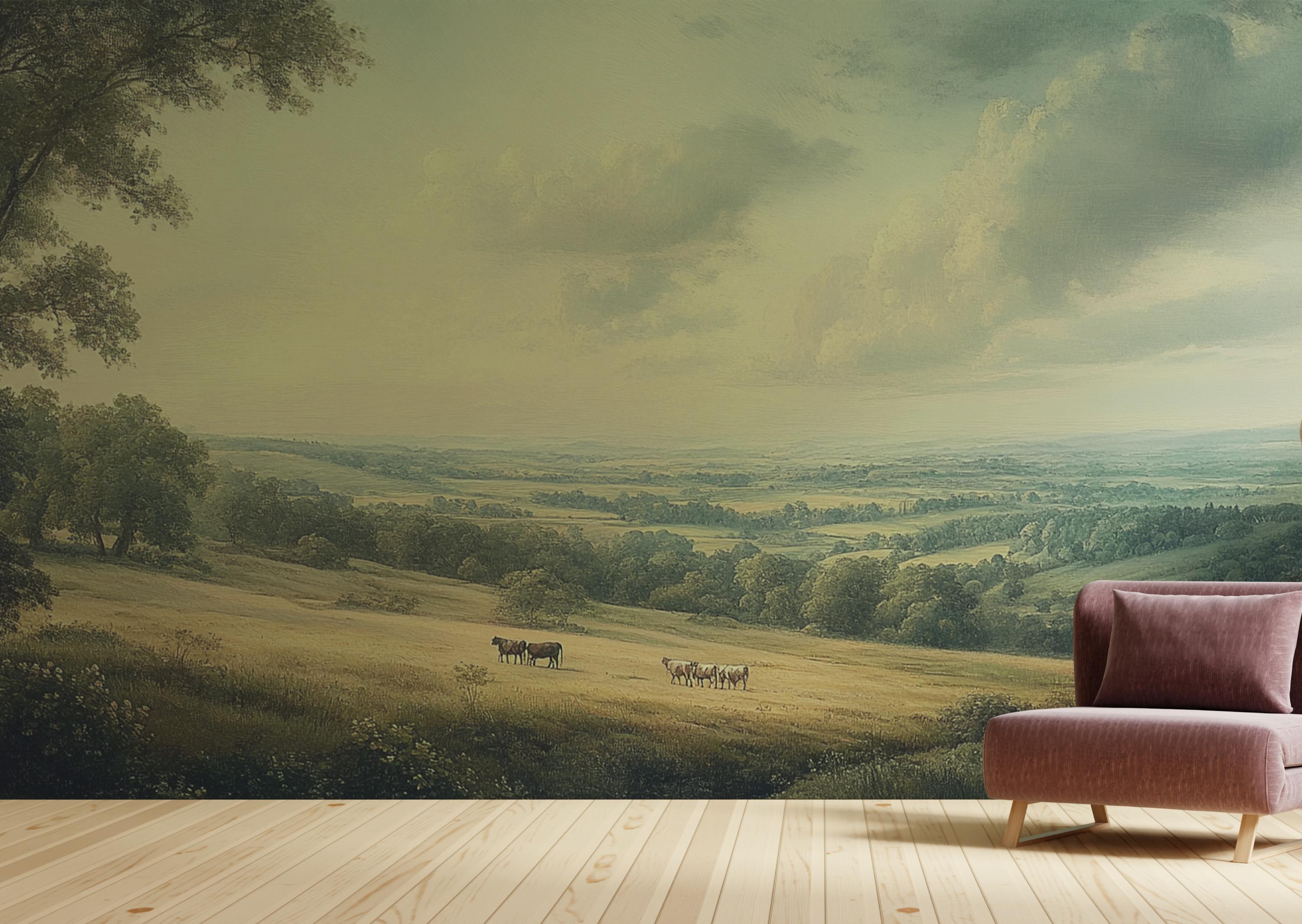 Pastoral Landscape Wallpaper Peel and Stick Wallpaper/ Removablevintage ...