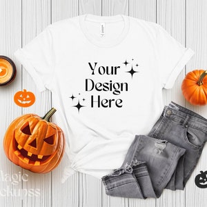 Bella Canvas 3001 Weiß T-Shirt Mockup Tshirt Mockup Halloween TShirt Mockup Weiß Herbst T-Shirt Mockup Herbst T-Shirt Mockup Gemütlich