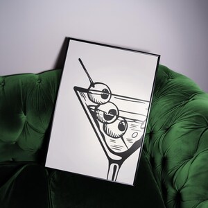 Bar Cart Martini Art | Digital Print | Printable Trendy Wall Art | Bar Cart Art | Dirty Martini Art | Martini Glasses Art