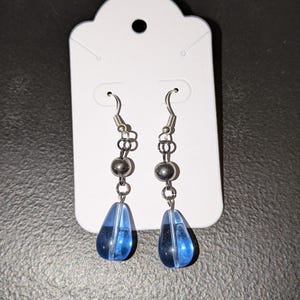 Blue teardrop dangle earrings