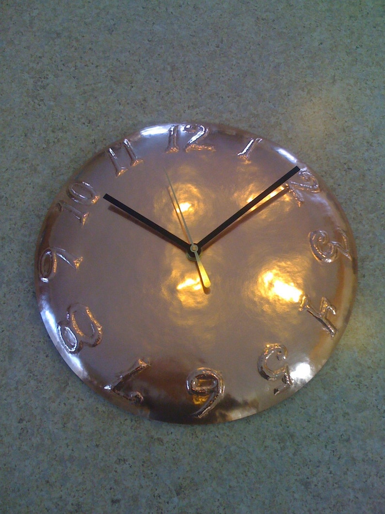 Hammered Copper Kitchen Wall Clock Etsy