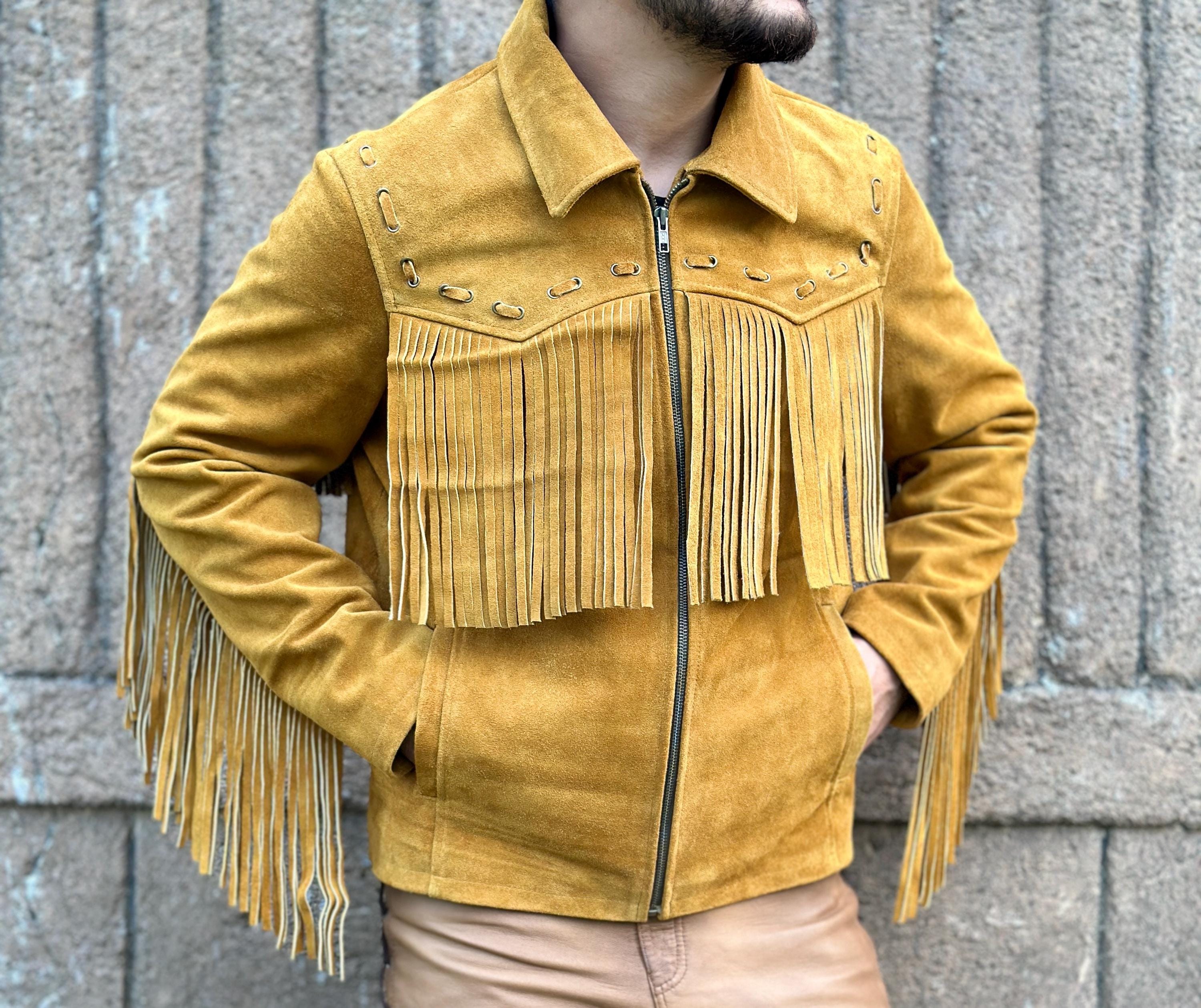 Suede Leather Jacket Yellow Suede Jacket Mens Western Style