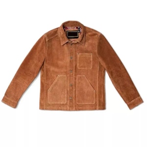 Mens Brown Real Suede Leather Biker Jacket, Western Style Suede Leather Trucker Jacket, Cowboy Suede Jacket, Husband Gift