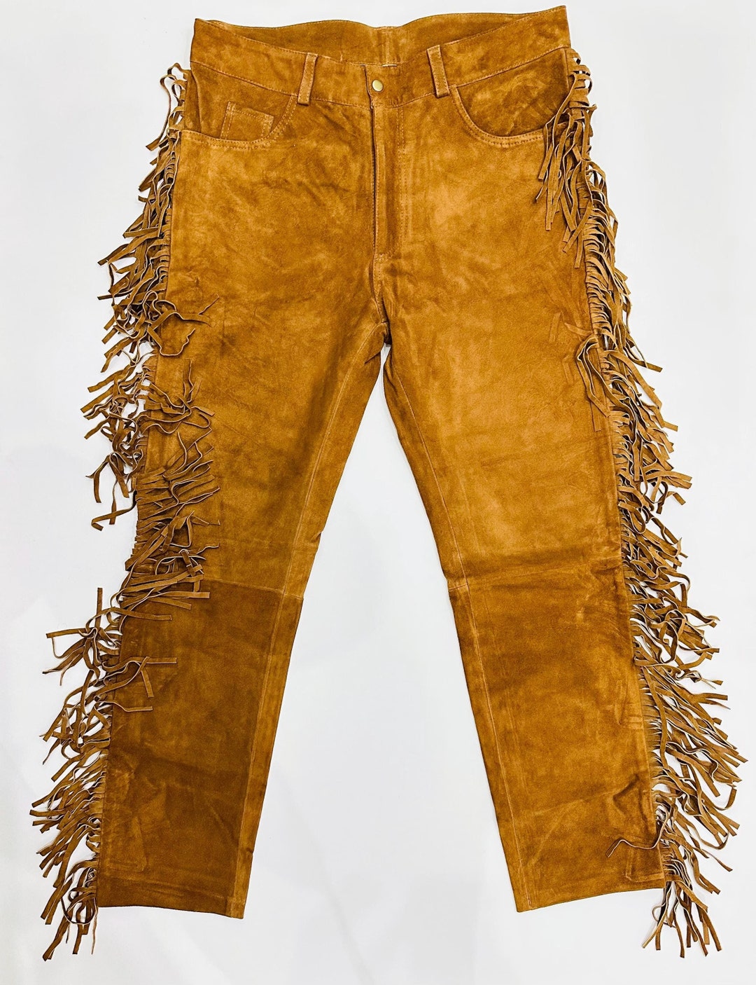 Handmade Men's Suede Leather Cowboy Pants With Fringe - Etsy