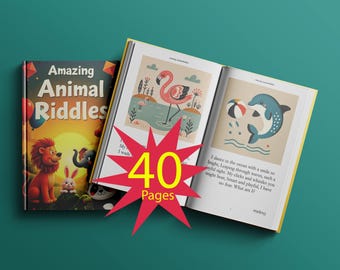 Amazing Animal Riddles , Riddles Book , Family Activity , Learning Fun , Reading Skills , Printable , Digital Download, 40 Pages, E-Book